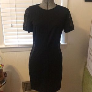 Black Dress with Lace Paneling